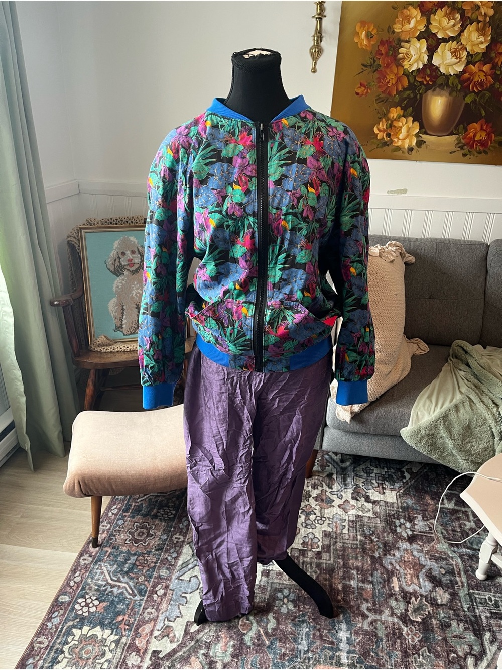 Women’s Vintage Jacket and Pants Suit Windbreaker Tracksuit M